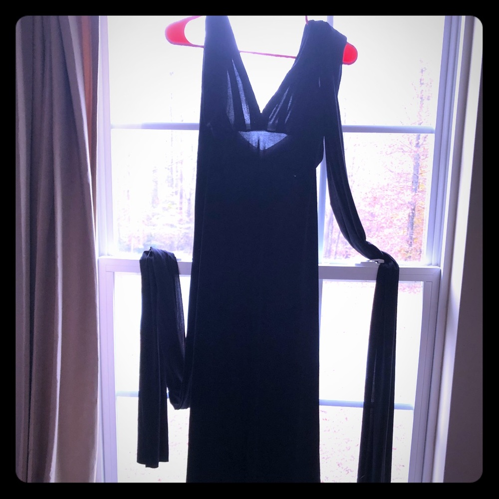 Black floor length wrap dress